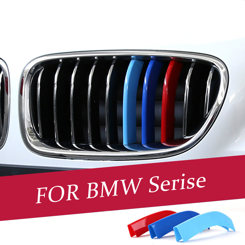 

Car Styling 3D M Front Grille Trim Sport Strips Cover Motorsport Stickers For BMW 1 3 5 7 Series X3 X4 X5 X6