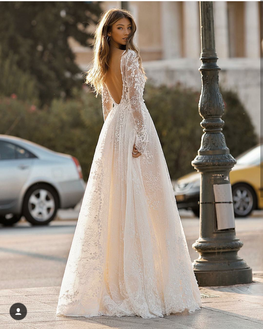 Bohemian Beach Wedding Dress with Lace Long Sleeves, 3D ral Appliques, Tulle, Backless, Custom Made