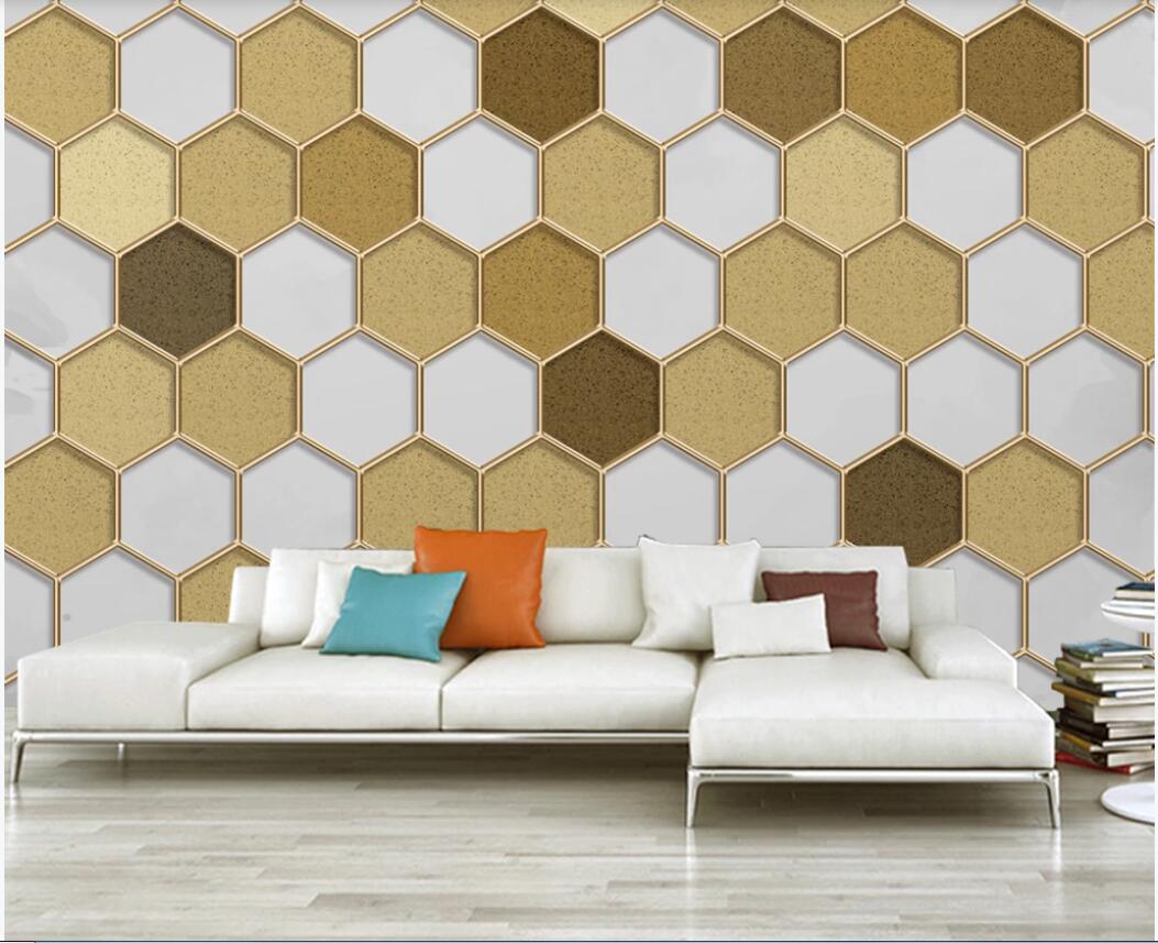 3d wallpaper custom photo murals Modern stylish geometric hexagonal gold embossed line television background wall decor wall art pictures, Non-woven fabric
3d wallpaper custom photo murals Modern stylish geometric hexagonal gold embossed line television background wall decor wall art pictures, Non-woven fabric