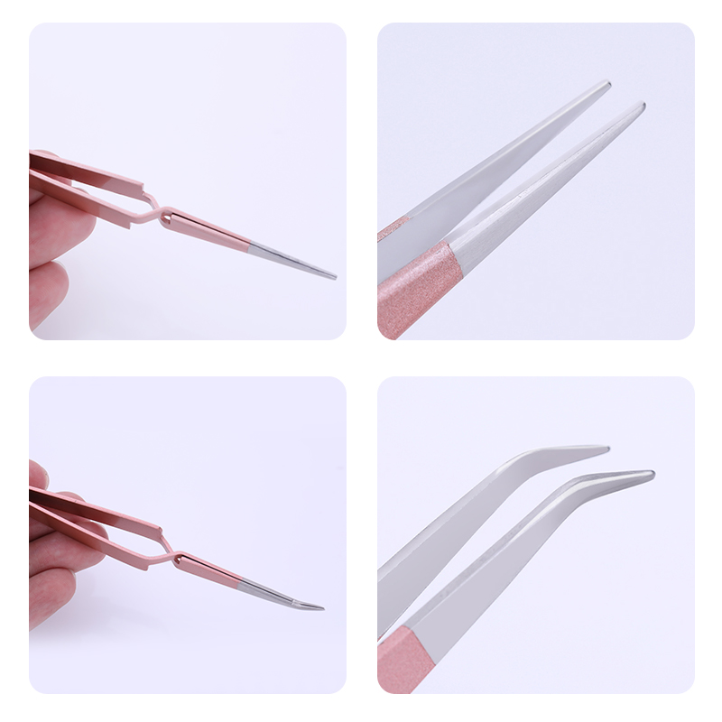UR SUGAR Elbow Cross Lock Reverse Tweezers Rose Gold Nail Art Curve Sculpture Pinching Straight Curved Professional Tool Set Kit