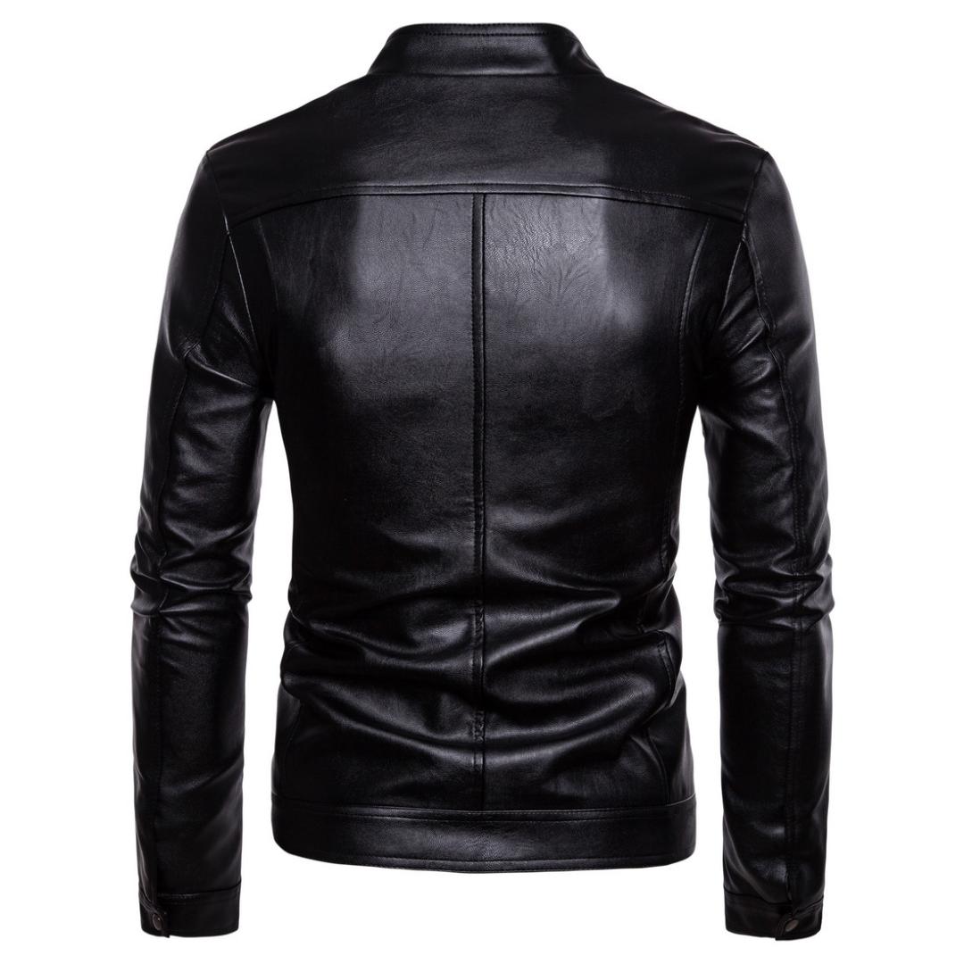 mens jackets new collar male locomotive leather fashion pure color washed PU leather jacket