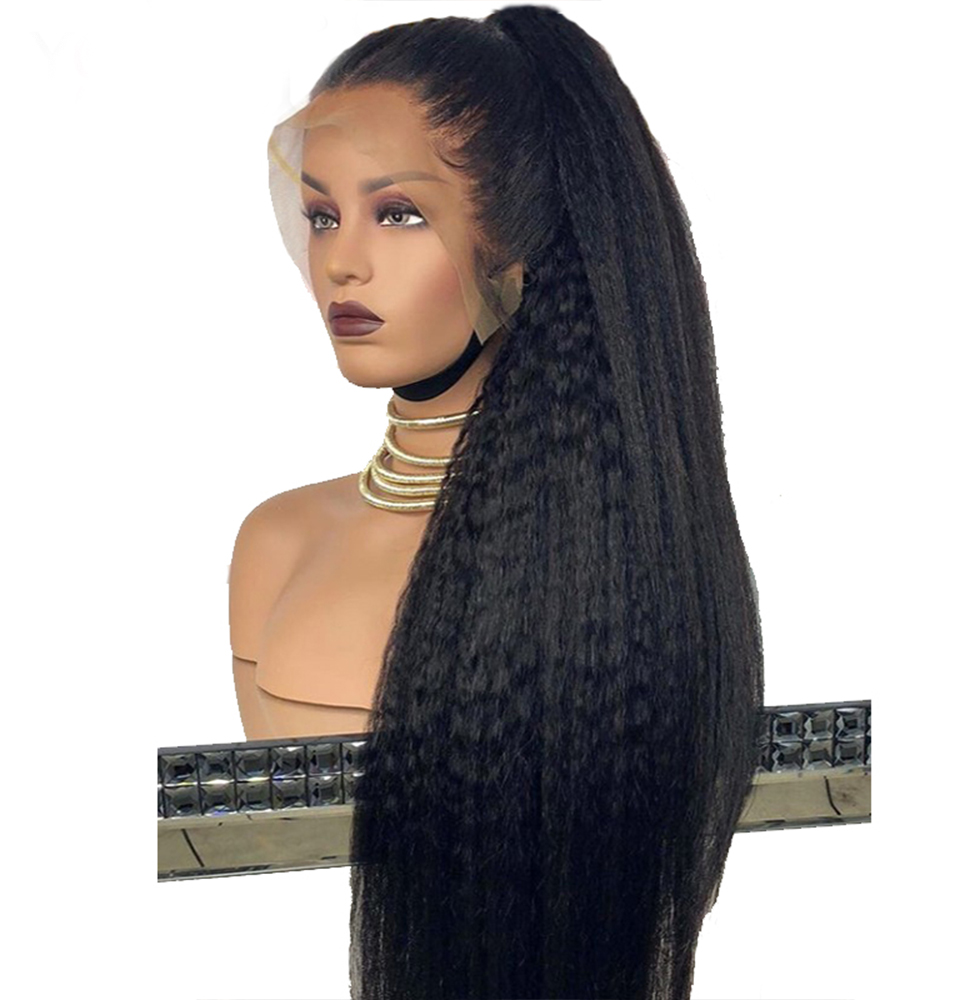 Beauty 150density yaki straight brazilian lace front wig black/brown /blonde /burgundy synthetic lace wig heat resistant for women
