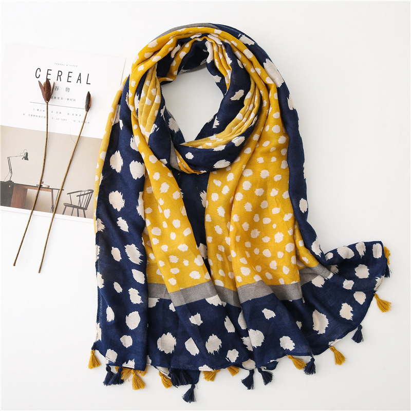 Fashion lady scarf leopard scarf autumn soft wrap cotton linen woman scarf long paragraph shawl Muslim headscarf wave