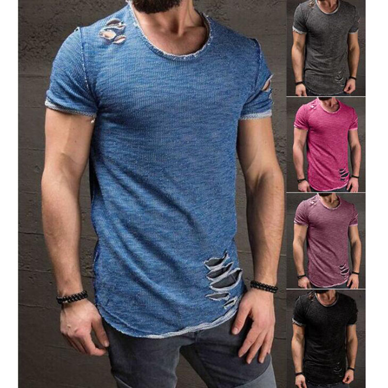 Summer Cotton T Shirt Men Fashion Hole Short Sleeve T-shirt Solid Slim Fit O Neck Tops Casual Tshirt, White;black
Summer Cotton T Shirt Men Fashion Hole Short Sleeve T-shirt Solid Slim Fit O Neck Tops Casual Tshirt, White;black