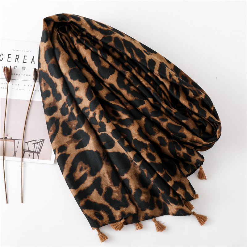 scarf women Square 2020 scarf women leopard polka dots fringe viscose shawl scarf For Women Neckerchief Fashion