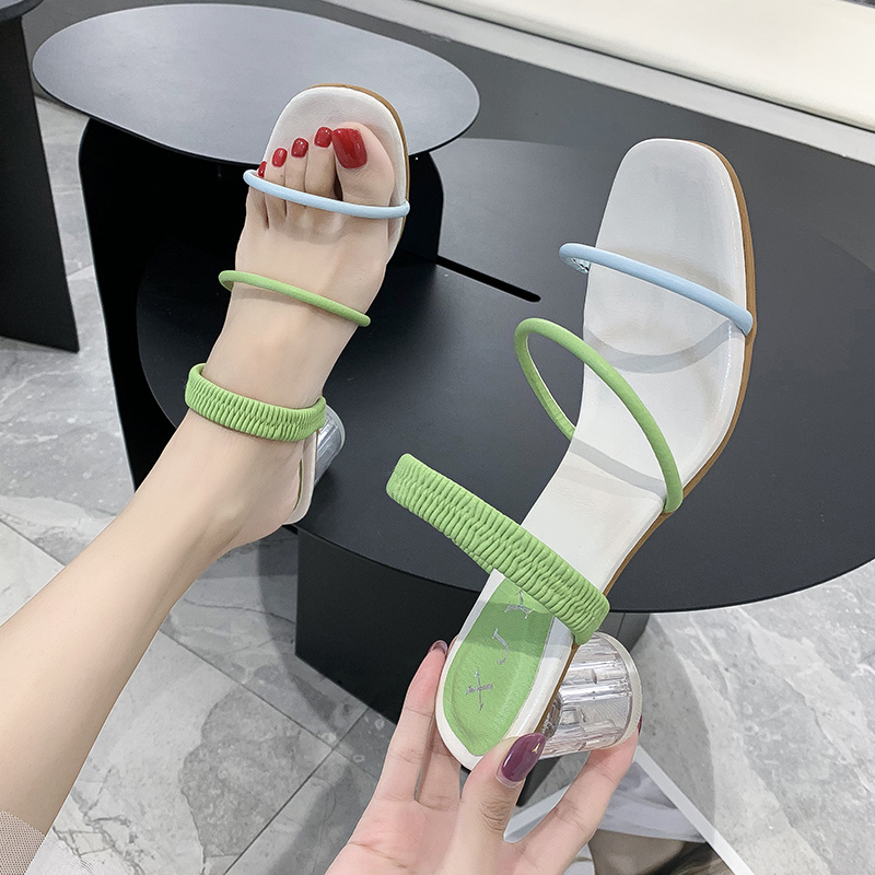 Summer 2020 new fresh crystal heel sandals women wear fashionable wild ladies high heel slippers Z539, Green
Summer 2020 new fresh crystal heel sandals women wear fashionable wild ladies high heel slippers Z539, Green