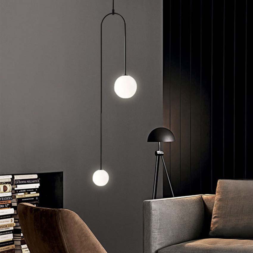 Postmodern wrought Pendant Lamps gold black white iron glass hanging ceiling lights bedroom dining room suspension light