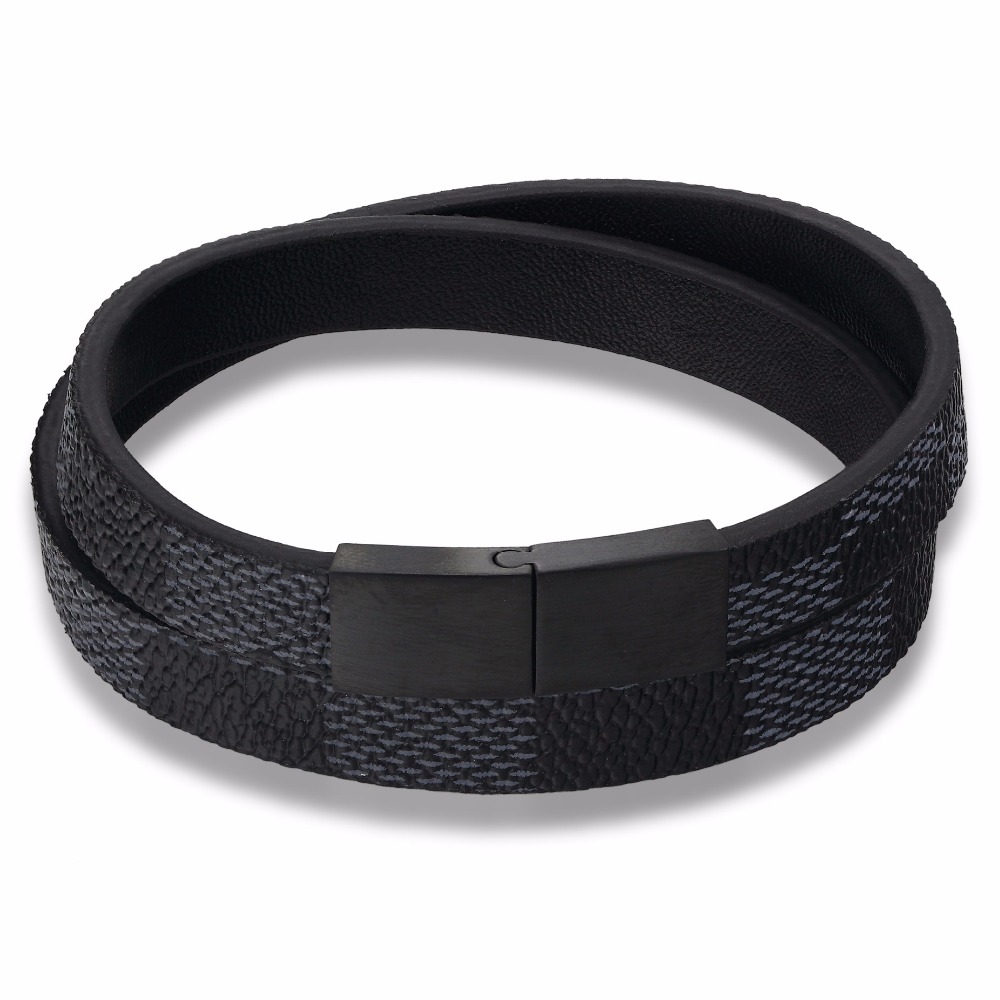 Handmade Cross Wide Cuff Bracelets Stainless Steel Magnetic Genuine Leather Bracelets Men Bracelets Bangles for Women Jewelry