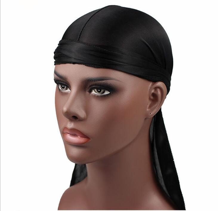 Men's Satin Durags Bandana Turban Wigs Men Silky Durag Headwear Headband Pirate Hat Hair Accessories GD256