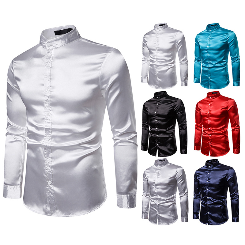 Brand Pure Color Shirt Men 2019 Fashion Stand Collar Long Sleeve Glossy Casual Shirts High Grade Silky Business Dress Shirt, Navy shirt men
Brand Pure Color Shirt Men 2019 Fashion Stand Collar Long Sleeve Glossy Casual Shirts High Grade Silky Business Dress Shirt, Navy shirt men