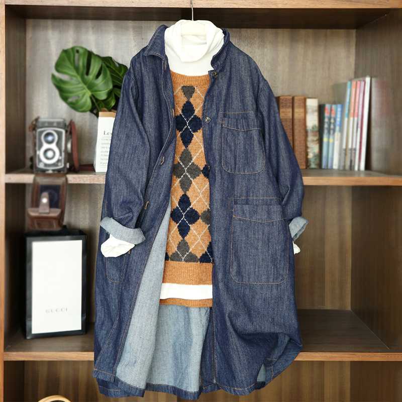 Spring Autumn New Arrivals Women Loose Plus Size All-match Long Soft Comfortable Handsome Safari Style Denim Linen Coats Trench, Blue
Spring Autumn New Arrivals Women Loose Plus Size All-match Long Soft Comfortable Handsome Safari Style Denim Linen Coats Trench, Blue