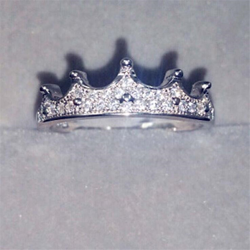 Baroque Gothic Vintage Fashion Jewelry Real 925 Sterling Silver Pave White Sapphire CZ Diamond Women Wedding Crown Band Queen Ring Gift