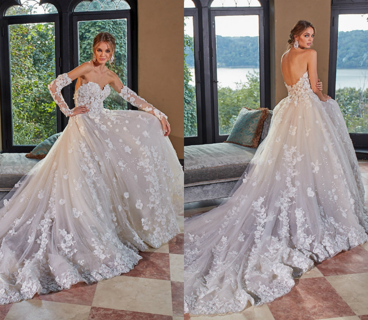 2019 Sparkly Bohemian Wedding Dresses With Detachable Sleeves Sweetheart Lace Wedding Dress Appliques Backless Country Bridal Gowns Garden