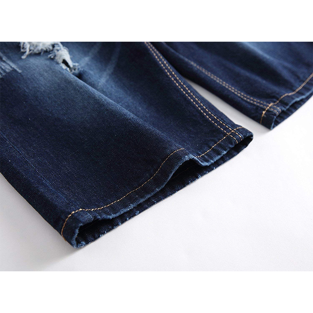 Denim Shorts for Men Jeans Summer Vintage Washed Ripped Distressed Straight Fit Knee Length Casual Jeans Shorts