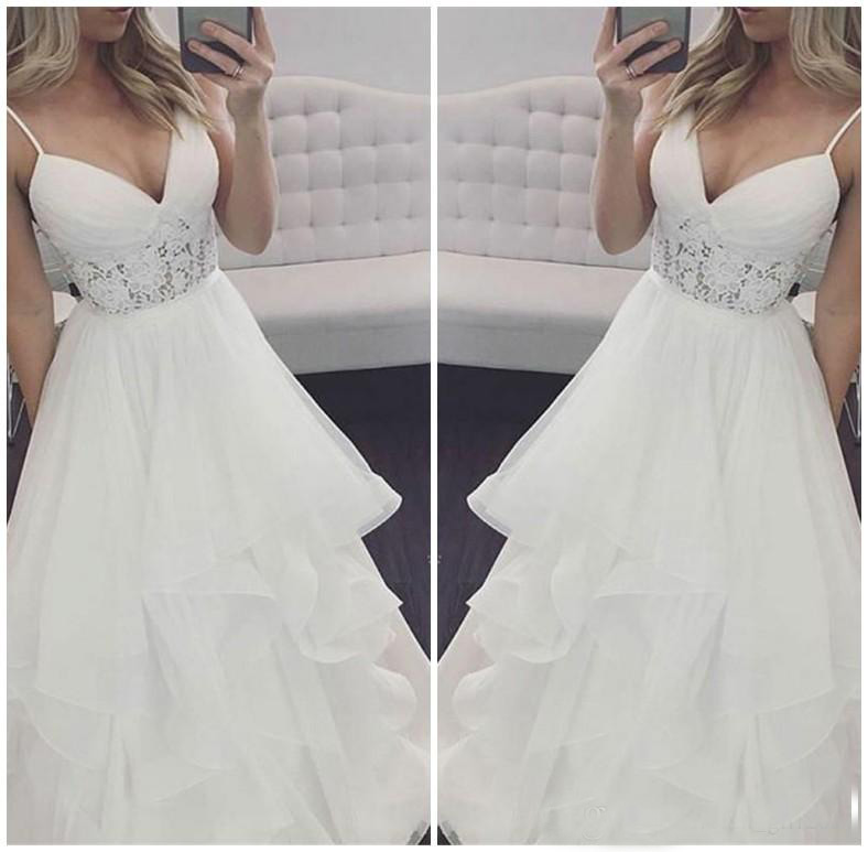 New Wedding Dresses Spaghetti Strap A-Line Tiered Organza Sexy Bridal Gowns Custom Made Vestido De Casamento Cheap Wedding Dress