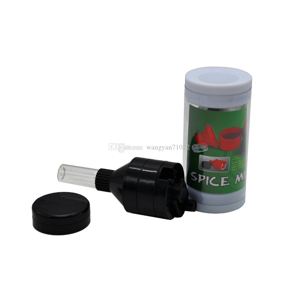 Black mini 43mm cheap plastic handle crank tobacco smoking grinder herb spice mill grinder with gift box free shipping