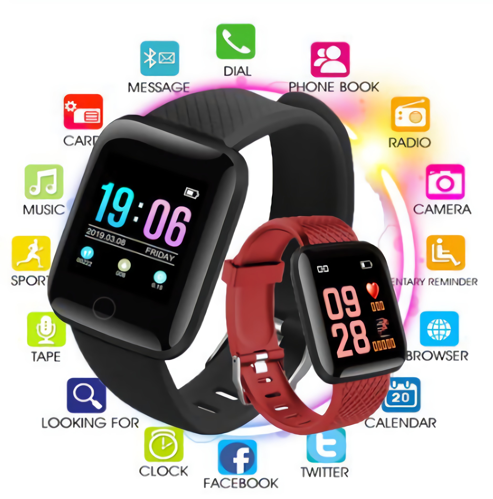 D13 Smart Watches 116 Plus 2021 Heart Rate Watch Wristband Sports Running Kit Blood Pressure Band Waterproof for Andriod Samsung Huawei Xiaomi Phone
D13 Smart Watches 116 Plus 2021 Heart Rate Watch Wristband Sports Running Kit Blood Pressure Band Waterproof for Andriod Samsung Huawei Xiaomi Phone