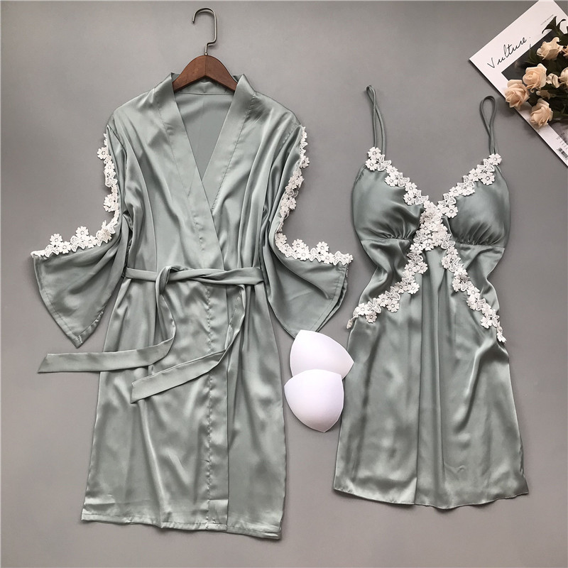 2PCS Robe Set Kimono Bathrobe Gown Female Lace Casual Nightwear Satin Nighty&Intimate Lingerie Suit Sexy Sleepwear Homewear, Pink
2PCS Robe Set Kimono Bathrobe Gown Female Lace Casual Nightwear Satin Nighty&Intimate Lingerie Suit Sexy Sleepwear Homewear, Pink