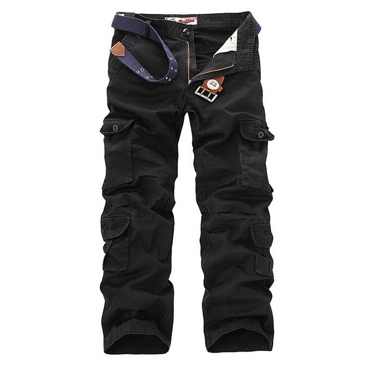 Wholesale-Army Green Men's Cargo Pants Khaki Black Loose Tactical Pant Multi Pockets Cotton Baggy Trousers Men Outer Overalls Man 28-44