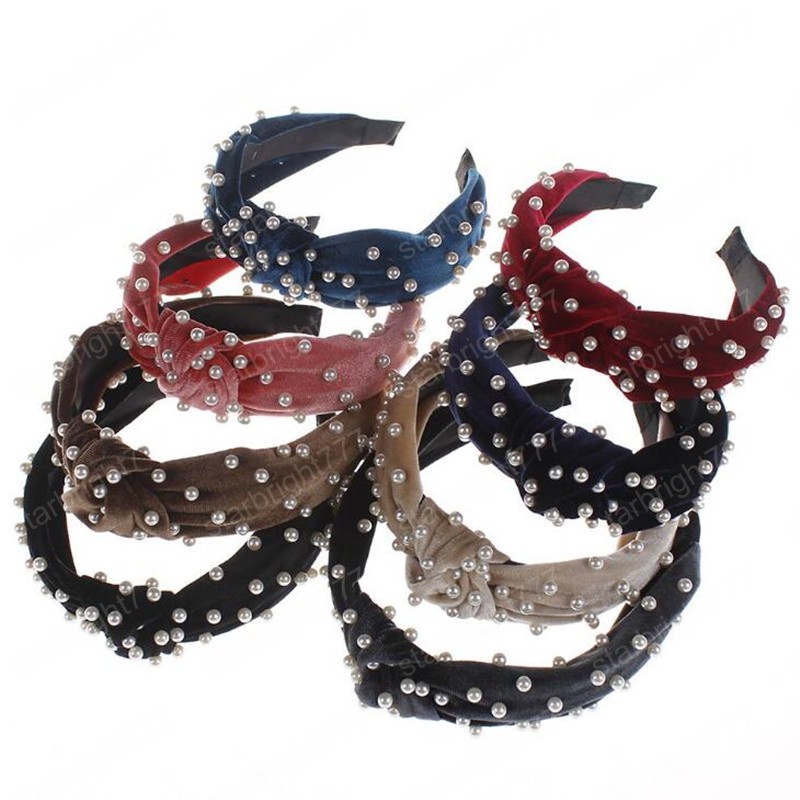 New Cross Pearls Headband Candy Color for Women Girls Headwear Hair band Hair Accessories Hair hoop korean Style Head wrap