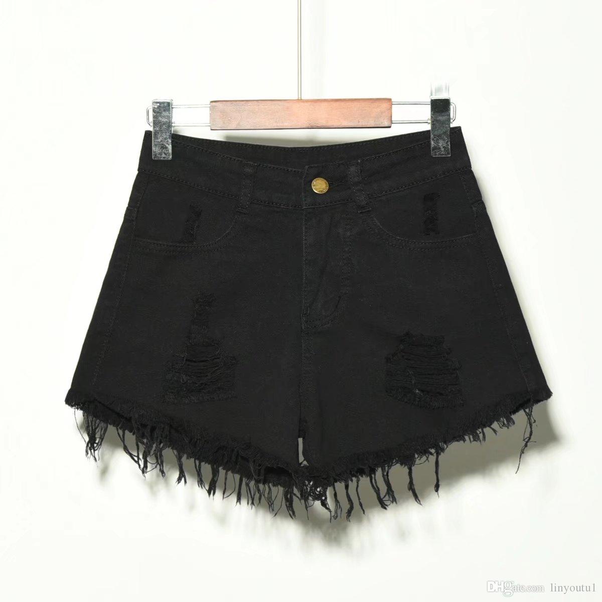 2020 female fashion casual summer cool women denim Shorts high waists fur-lined leg-openings Plus size sexy short Jeans