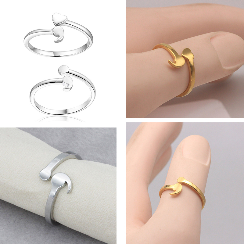 New Unique Design Heart Semicolon Stainless Steel Ring For Men Women Couple Rings Opening Adjustable Fashion Rings Jewelry Gifts
New Unique Design Heart Semicolon Stainless Steel Ring For Men Women Couple Rings Opening Adjustable Fashion Rings Jewelry Gifts