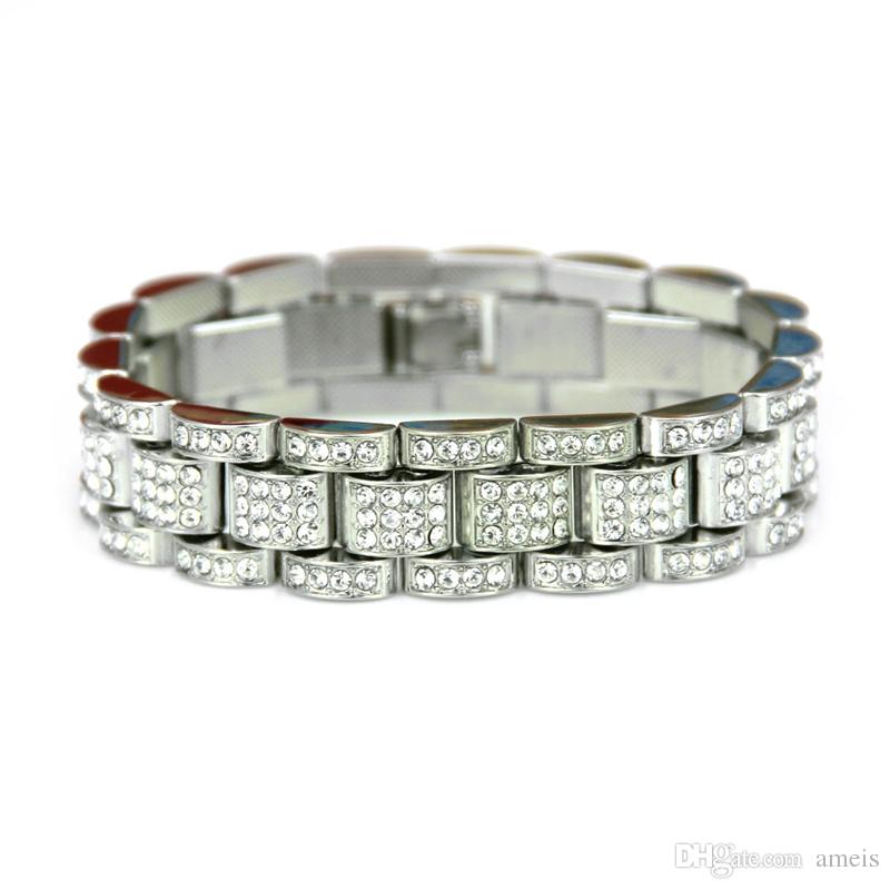 iced out chains Bracelet for Men's diamond tennis bracelet iced out cuban link chains hip hop bling chains jewelry men