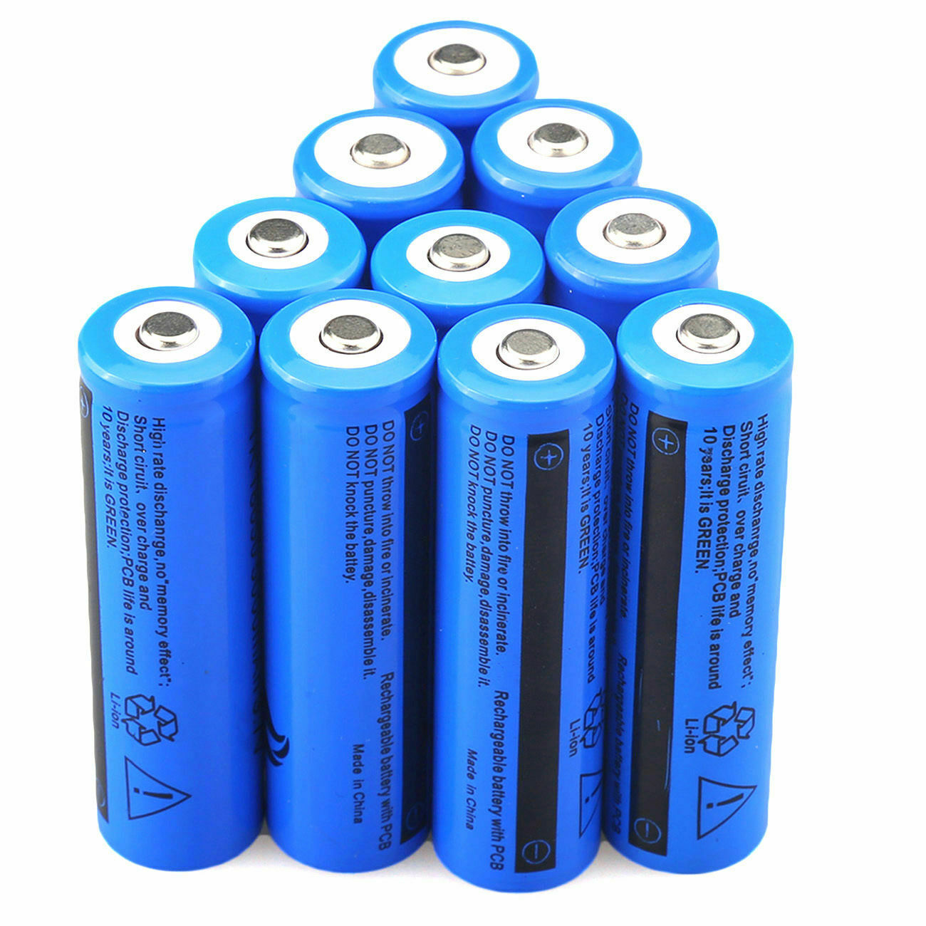 10PACK Li-ion Rechargeable 3000mAh Batteries 18650 button top Battery 3.7v 11.1W BRC Battery Not AAA or AA Battery for Flashlight Torch Laser