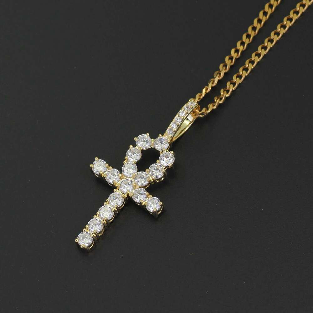 hip hop cross dias pendant necklaces for men women gift necklace jewelry gold plated copper zircons Cuban Link chain
