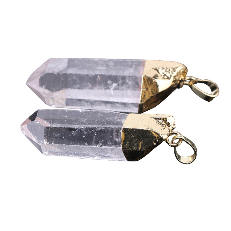 Wholesale Natural Unique White Crystal Pillar Irregular Stone Pendant Women DIY Fit Necklaces For Jewelry Making