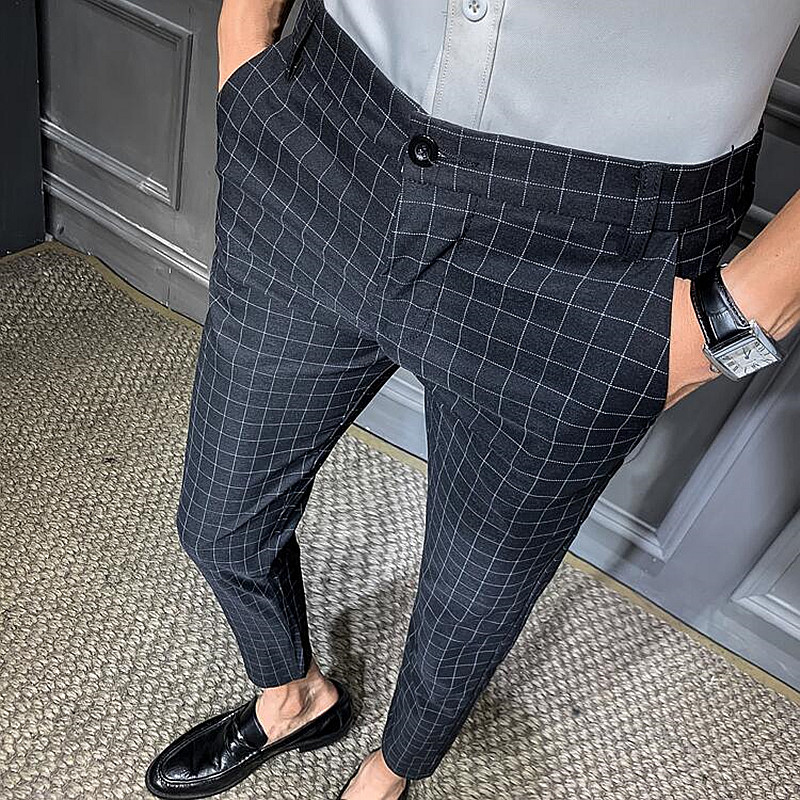 Casual Men Dress Pant Plaid Business Slim Fit Ankle Length Pantalon A Carreau Homme Classic Vintage Check Suit Trousers Wedding, Black
Casual Men Dress Pant Plaid Business Slim Fit Ankle Length Pantalon A Carreau Homme Classic Vintage Check Suit Trousers Wedding, Black
