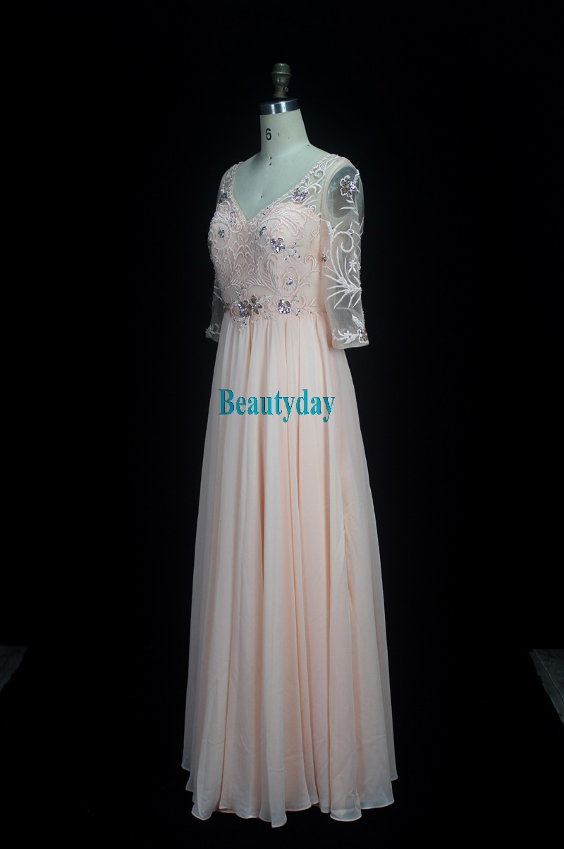 Mother's Dresses Mother Of The Bride Dress With A Line Chiffon Wedding Party Guest Plus Size Lace Full Length Flowing A-line Half Sleeve