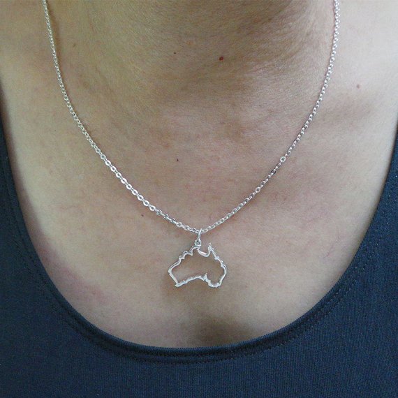30PCS Outline Commonwealth of Australia Country Map Necklace Simple Adoption Continent Australian State Sydney Profile Necklaces