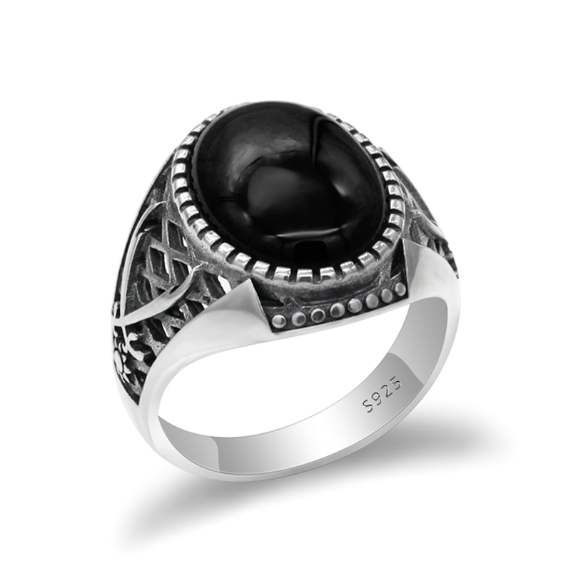 925 Sterling Silver Vintage Men Ring with Black Agate Stone Ring Double Swords Thai Silver Style for ManTurkish Handmade Jewelry
925 Sterling Silver Vintage Men Ring with Black Agate Stone Ring Double Swords Thai Silver Style for ManTurkish Handmade Jewelry