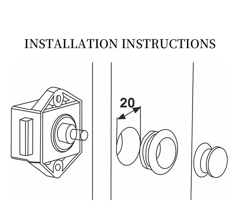 Diameter 20mm Camper Car Push Lock RV Caravan Boat Drawer Latch Button Locks For Furniture Hardware