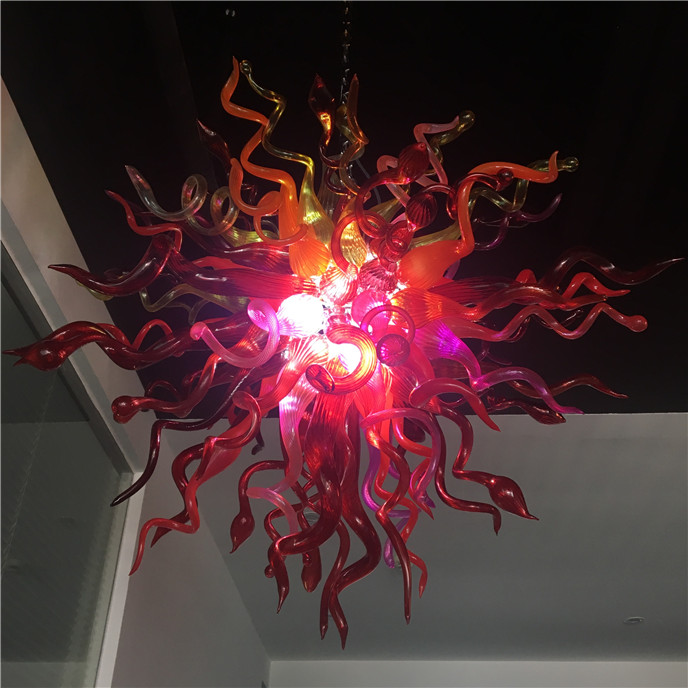 Fashion Red Glass Chandelier Pendant Light Style Hand Blown Glass LED Pendant Lighting Dining Room Living Room Lights