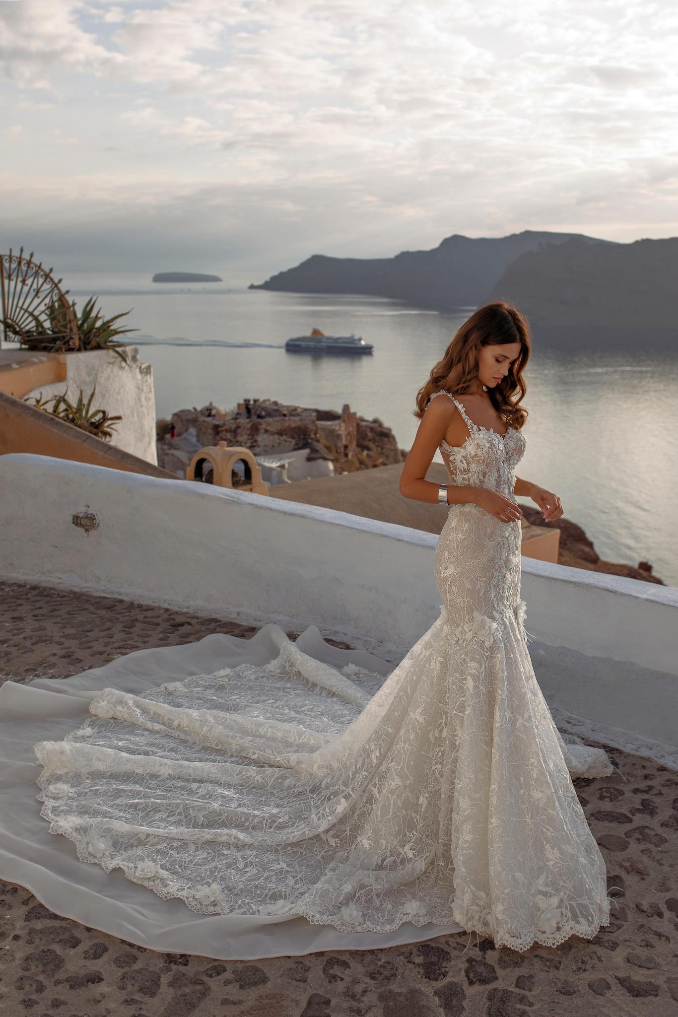 Ricca Sposa Mermaid Wedding Dresses Sexy Illusion Spaghetti Lace Bridal Gowns Beach Backless 3D Flower Appliques Wedding Dress