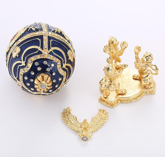 Decorative Objects & Figurines Easter Egg pearl jewelry storage box Easter bejeweled trinket metal gifts Russian Style