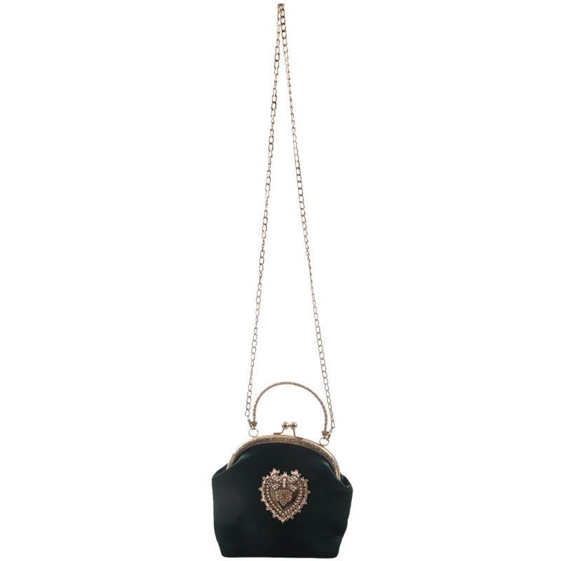 Designer-Female Pearl Handbag Vintage Velour Heart Design Evening Bag Wedding Party Bride Bag Purse, Green 
Designer-Female Pearl Handbag Vintage Velour Heart Design Evening Bag Wedding Party Bride Bag Purse, Green