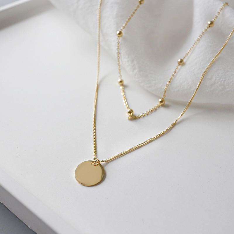 100% 925 Sterling Silver Double Layer Collarbone Chain Women Choker Necklaces New Simple Geometric Round&Beads Necklaces