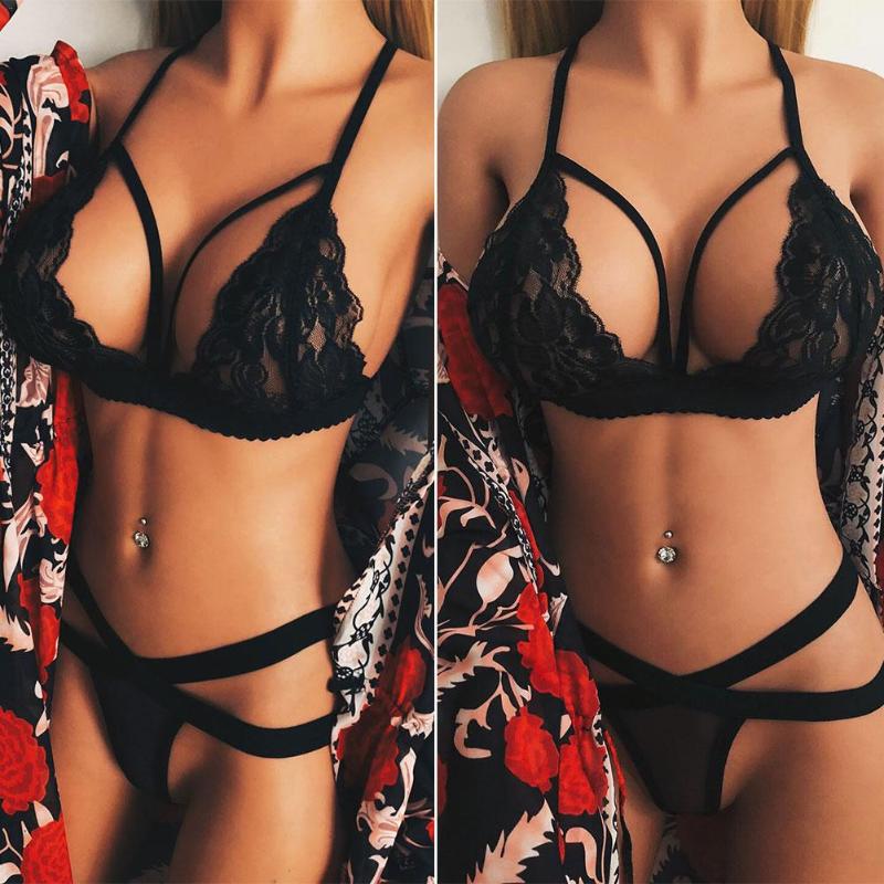 Ladies Thong Perspective Lace Sexy Lingerie Set Lace High Waist Bra Hollow Pajamas Underwear Suit, Black
Ladies Thong Perspective Lace Sexy Lingerie Set Lace High Waist Bra Hollow Pajamas Underwear Suit, Black