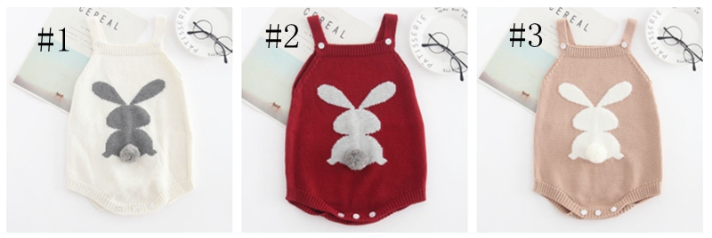 INS Baby Romper Rabbit Tail Infant Suspender Jumpsuits 100% Cotton Baby Girls Rompers Cute Newborn Clothes Kids Clothing 3 Colors DHW2039