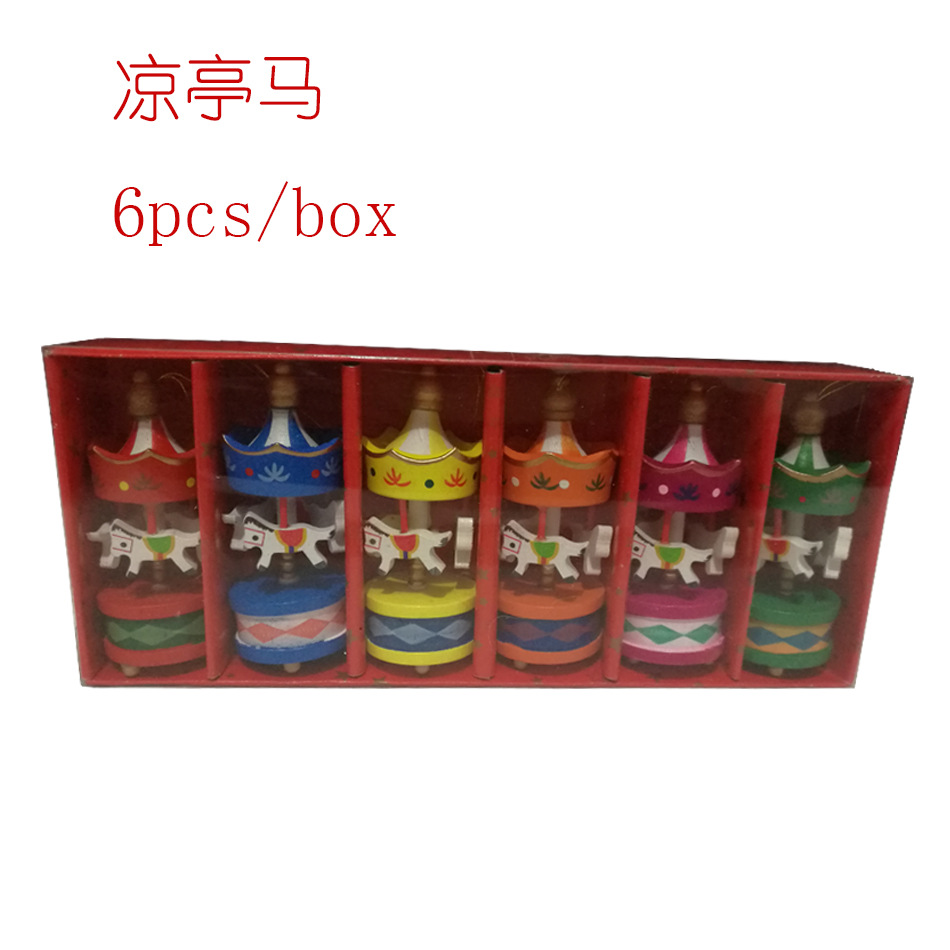 300pcs Vintage Wood Carousel Horse Christmas Tree Pendant Hanging Ornaments Romatic Wedding Birthday Party Decoration lin4616