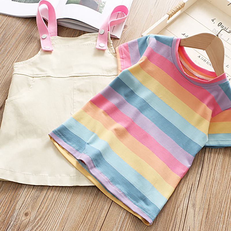 2PCS Summer Baby Girl Clothes Short Sleeve Cotton Striped Print Girl T-shirt Blouse Strap Skirts Dress Casual Outfits Set 2020, White
2PCS Summer Baby Girl Clothes Short Sleeve Cotton Striped Print Girl T-shirt Blouse Strap Skirts Dress Casual Outfits Set 2020, White
