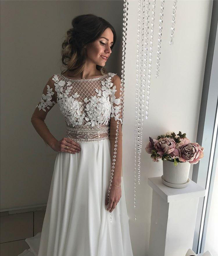 Cheap Boho Beach Wedding Dress High Quality A Line Lace Long Sleeves Country Garden Church Formal Bridal Gown Custom Made Plus Size