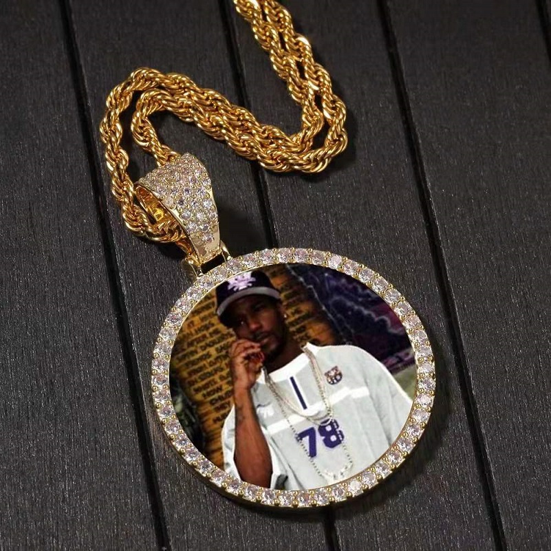 iced out custom po pendant necklaces for men women hip hop luxury designer bling diamond picture pendants couple family jewelry