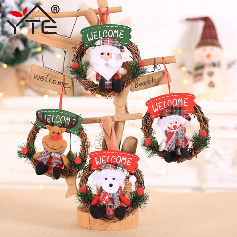 

YTE 1pc Merry Christmas Ornaments Gift Santa Claus Snowman Tree Toy Doll Hang Decoration Supply for Home new Year Festival Party