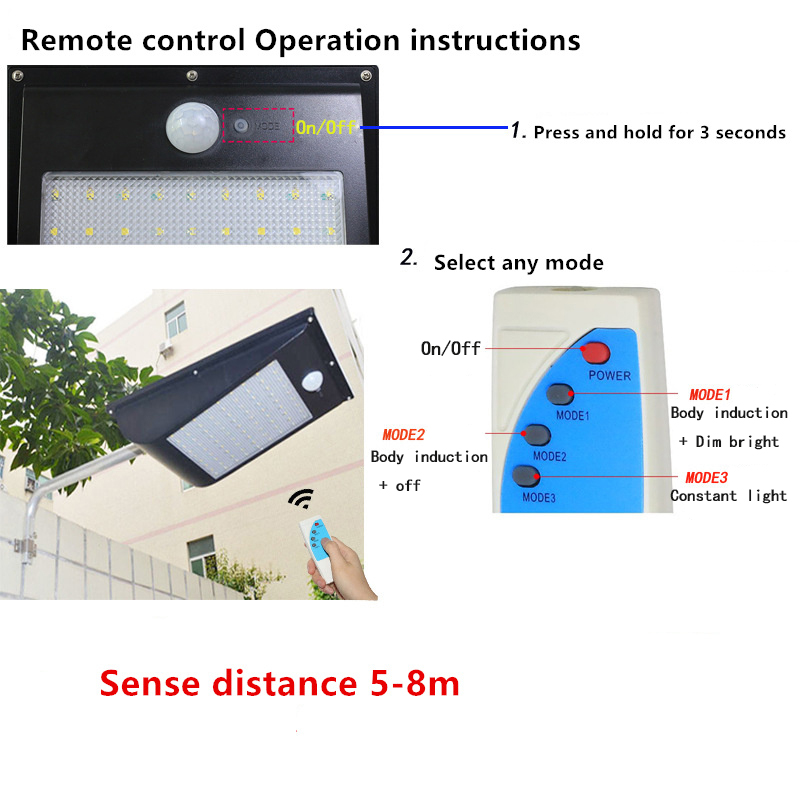 LED Solar Lights Outdoor High Quality Power LED Motion Sensor Wireless Wall Light 11000mah Street Lamp