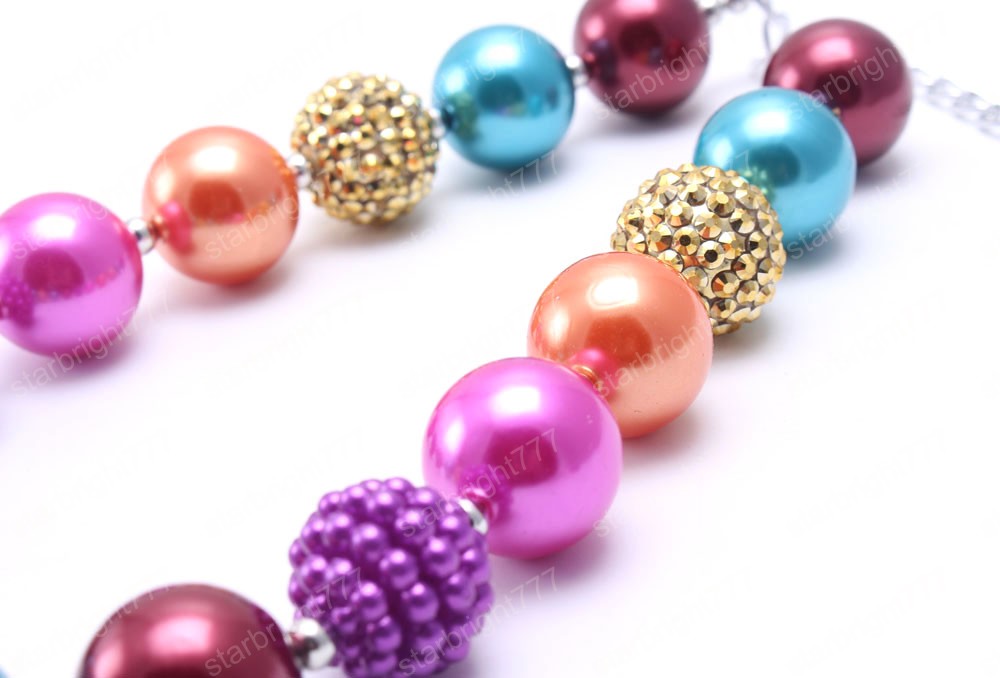 New Arrival Kids Child Chunky Beads Necklace Cute Girls Toddler Bubblegum Necklace Handmade Jewelry