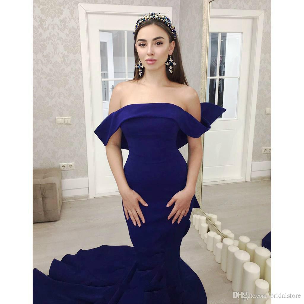 Purple Mermaid Evening Dresses Off The Shoulder Satin Sweep Train Big Bow Gorgeous Prom Dress Formal Party Gowns Vestido De Novia